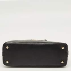 Pre Owned Coach Black/Brown Signature Coated Canvas and Leather Sierra Satchel