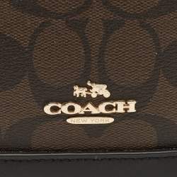 Pre Owned Coach Black/Brown Signature Coated Canvas and Leather Sierra Satchel