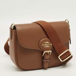 Pre Owned Coach Brown Leather Amelia Saddle Crossbody Bag