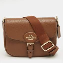 Pre Owned Coach Brown Leather Amelia Saddle Crossbody Bag