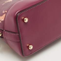 Pre Owned Coach Fuchsia Leather Mini Party Cat Sierra Satchel