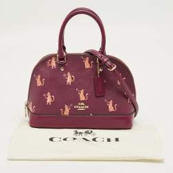 Pre Owned Coach Fuchsia Leather Mini Party Cat Sierra Satchel