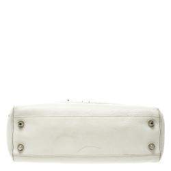 Pre Owned Coach White Leather Hamptons Braided Satchel