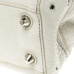 Pre Owned Coach White Leather Hamptons Braided Satchel