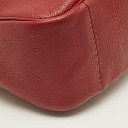 Pre Owned Coach Red Leather Cary Hobo