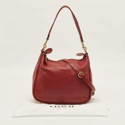 Pre Owned Coach Red Leather Cary Hobo