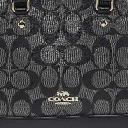 Pre Owned Coach Black/Grey Signature Coated Canvas and Leather Mini Sierra Satchel