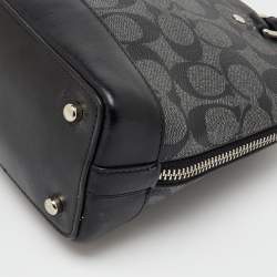Pre Owned Coach Black/Grey Signature Coated Canvas and Leather Mini Sierra Satchel
