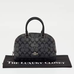 Pre Owned Coach Black/Grey Signature Coated Canvas and Leather Mini Sierra Satchel