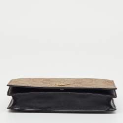 Pre Owned Coach Brown/Beige Signature Coated Canvas and Leather Hayden Foldover Clutch