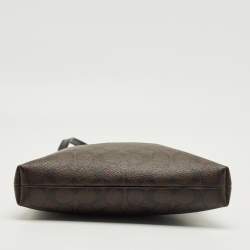 Pre Owned Coach Brown/Black Signature Coated Canvas File Crossbody Bag