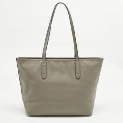Pre Owned Coach x Gary Baseman Beige Leather Lou City Zip Tote