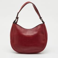 Pre Owned Coach Dark Red Leather Nomad Hobo