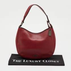 Pre Owned Coach Dark Red Leather Nomad Hobo