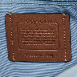 Pre Owned Coach Navy Blue Monogram Print Coated Canvas and Leather Court Backpack