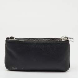 Pre Owned Coach Black Leather Double Zip Crossbody Bag