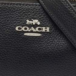 Pre Owned Coach Black Leather Double Zip Crossbody Bag