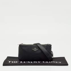 Pre Owned Coach Black Leather Double Zip Crossbody Bag