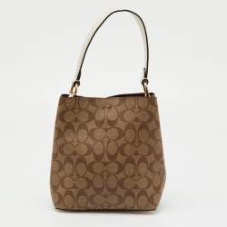 Pre Owned Coach Brown/Beige Signature Coated Canvas Mollie Bucket Bag