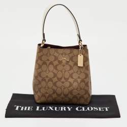 Pre Owned Coach Brown/Beige Signature Coated Canvas Mollie Bucket Bag
