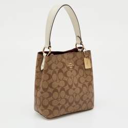 Pre Owned Coach Brown/Beige Signature Coated Canvas Mollie Bucket Bag