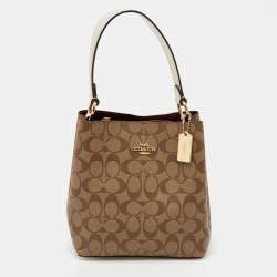 Pre Owned Coach Brown/Beige Signature Coated Canvas Mollie Bucket Bag