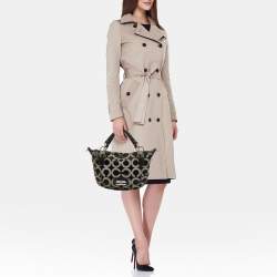 Pre Owned Coach Black/Grey Maggie Op Art Canvas and Leather Shoulder Bag