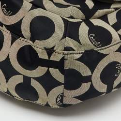 Pre Owned Coach Black/Grey Maggie Op Art Canvas and Leather Shoulder Bag
