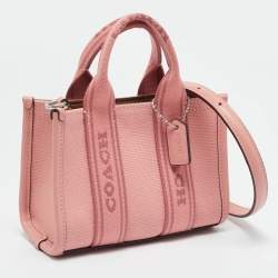 Pre Owned Coach Pink Canvas and Leather Mini Smith Tote