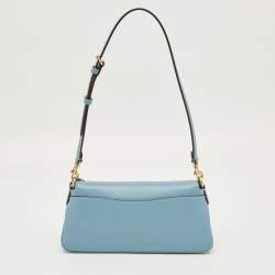 Pre Owned Coach Blue Leather Jet Shoulder Bag