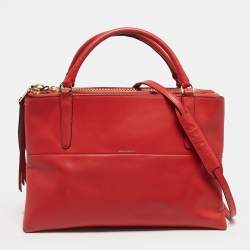 Pre Owned Coach Red Leather Borough Tote