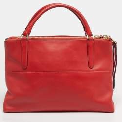 Pre Owned Coach Red Leather Borough Tote