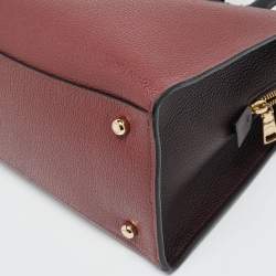 Pre Owned Coach Burgundy/Black Leather Channing Carryall Satchel