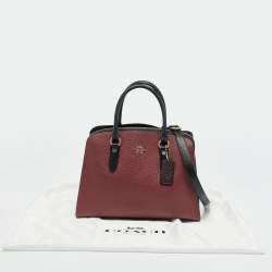 Pre Owned Coach Burgundy/Black Leather Channing Carryall Satchel