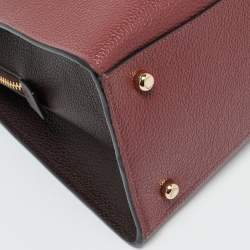 Pre Owned Coach Burgundy/Black Leather Channing Carryall Satchel