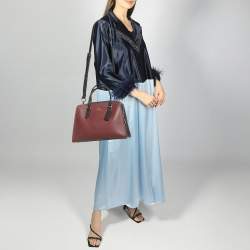 Pre Owned Coach Burgundy/Black Leather Channing Carryall Satchel