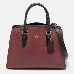 Pre Owned Coach Burgundy/Black Leather Channing Carryall Satchel