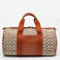 Pre Owned Coach x Disney Brown/Beige Jacquard Canvas Mickey and Friends Embroidered Duffel Bag