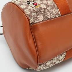 Pre Owned Coach x Disney Brown/Beige Jacquard Canvas Mickey and Friends Embroidered Duffel Bag