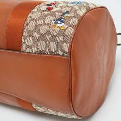 Pre Owned Coach x Disney Brown/Beige Jacquard Canvas Mickey and Friends Embroidered Duffel Bag