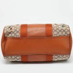 Pre Owned Coach x Disney Brown/Beige Jacquard Canvas Mickey and Friends Embroidered Duffel Bag