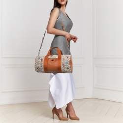 Pre Owned Coach x Disney Brown/Beige Jacquard Canvas Mickey and Friends Embroidered Duffel Bag