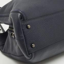 Pre Owned Coach Navy Blue Leather Turnlock Edie Shoulder Bag