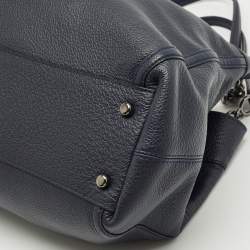 Pre Owned Coach Navy Blue Leather Turnlock Edie Shoulder Bag