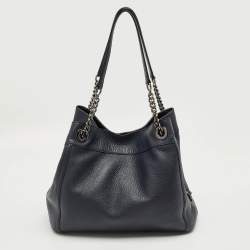 Pre Owned Coach Navy Blue Leather Turnlock Edie Shoulder Bag