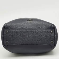 Pre Owned Coach Navy Blue Leather Turnlock Edie Shoulder Bag