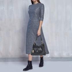 Pre Owned Coach Navy Blue Leather Turnlock Edie Shoulder Bag