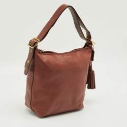 Pre Owned Coach Brown Leather Legacy Tassel Bucket Bag