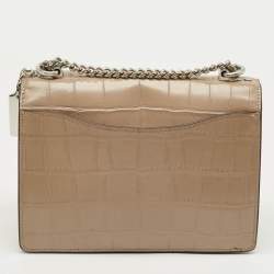 Pre Owned Coach Beige Croc Embossed Leather Klare Crossbody Bag