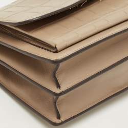 Pre Owned Coach Beige Croc Embossed Leather Klare Crossbody Bag